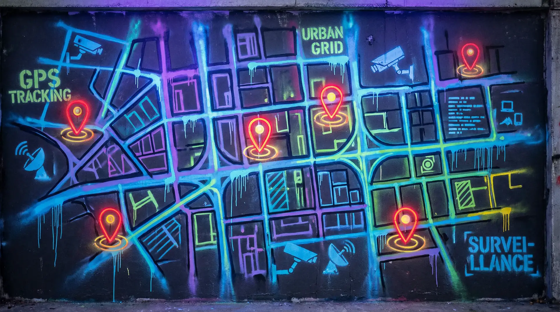 51吃瓜 狗仔追踪地图 - 城市涂鸦风格